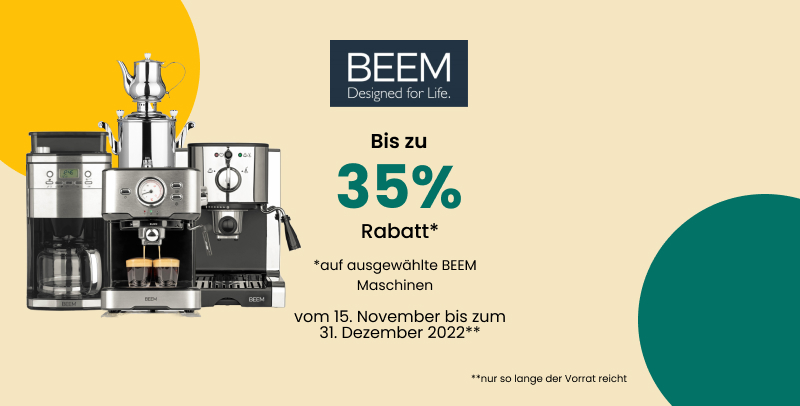  Bis zu 35% rabatt auf ausgewählte BEEM Maschinen