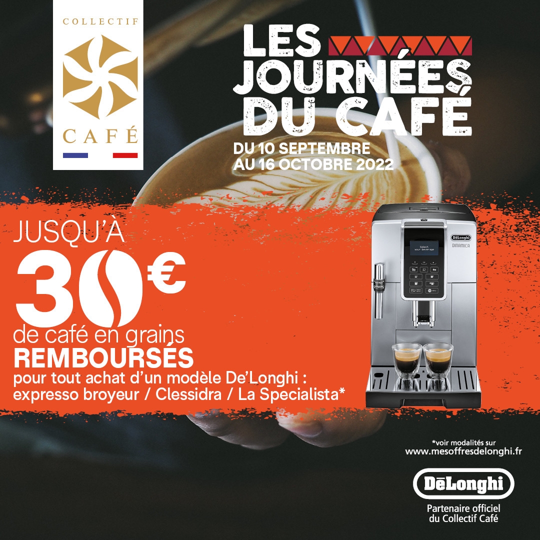 30€ de café en grains remboursés par DeLonghi après l'achat de ses machines sur Sensaterra ! 
