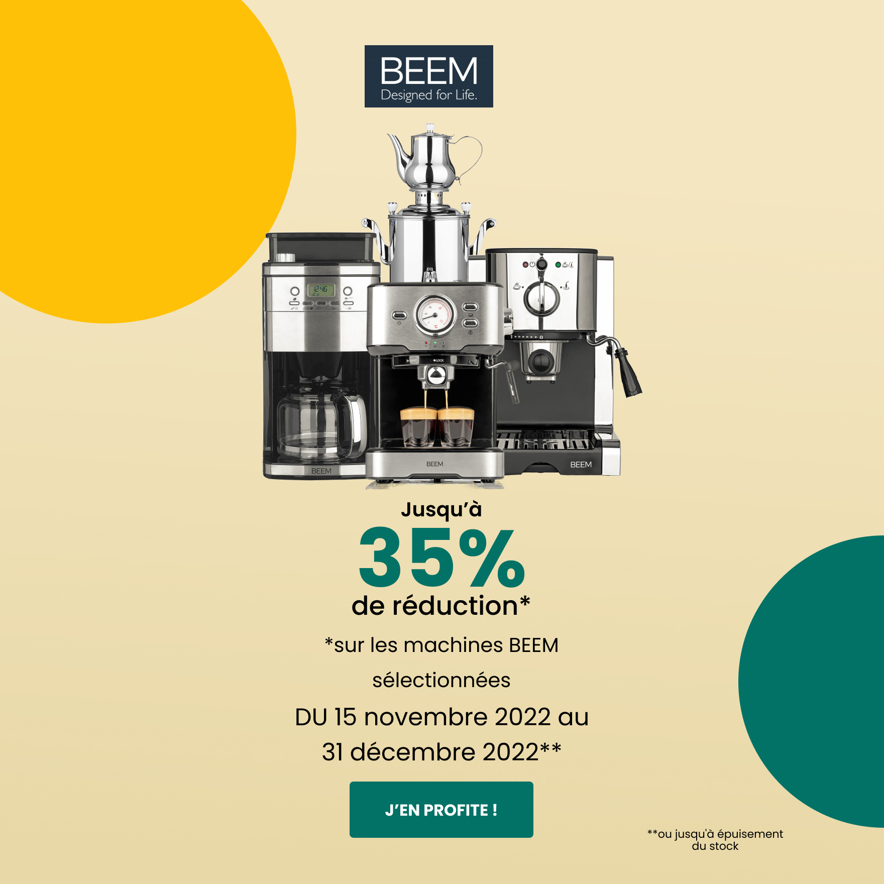 Jusqu’à 35% de réduction sur les machines BEEM sélectionnées