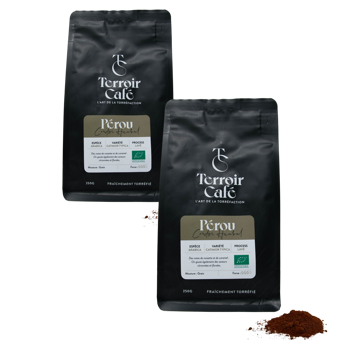 Terroir Café - Peru Bio, Condor Huabal 1kg - Pack 2 × Mahlgrad Filter Beutel 1 kg