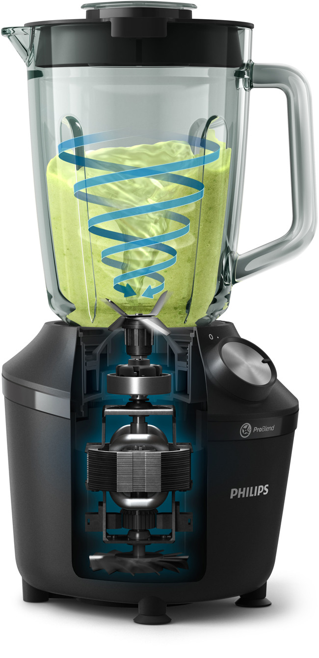 Philips 3000 Series Blender 1,25L HR2291/01, Noir, Garantie 2 ans