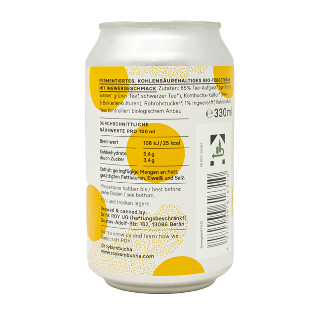 ROY Zenzero Kombucha 24x lattine 330 ml