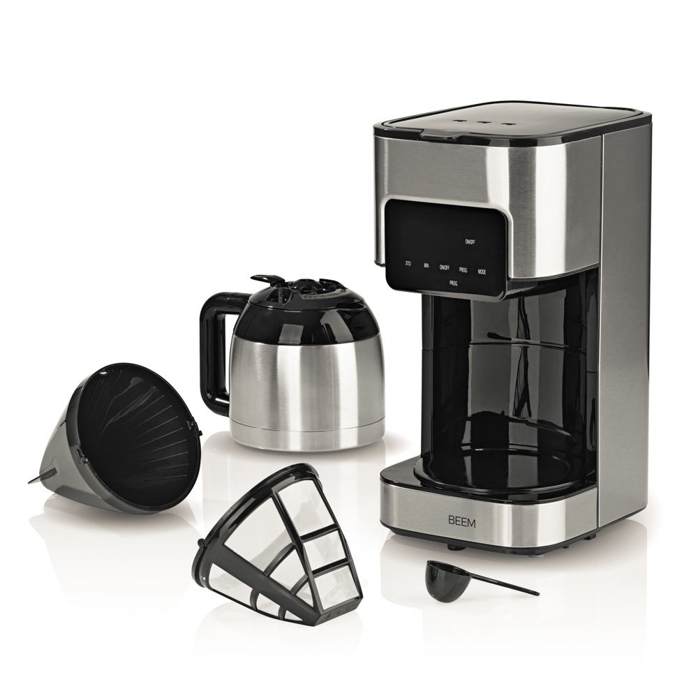 900 W termica in acciaio inox BEEM FRESH-AROMA-PURE per fino a 8 tazze filtro permanente Macchina da caffè con filtro 1 l funzione di mantenimento del calore 