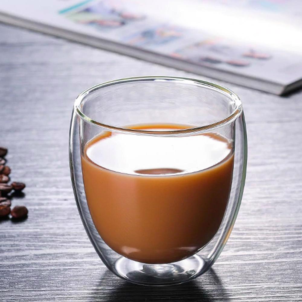 termoisolata con manico iXing in vetro borosilicato a forma di cuore tazza da caffè o tè in confezione regalo. 240 ml tazza da caffè in vetro a doppia parete 